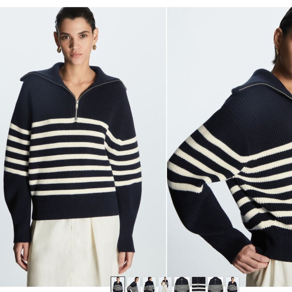 COS Wool And Cotton Half-Zip Sweater